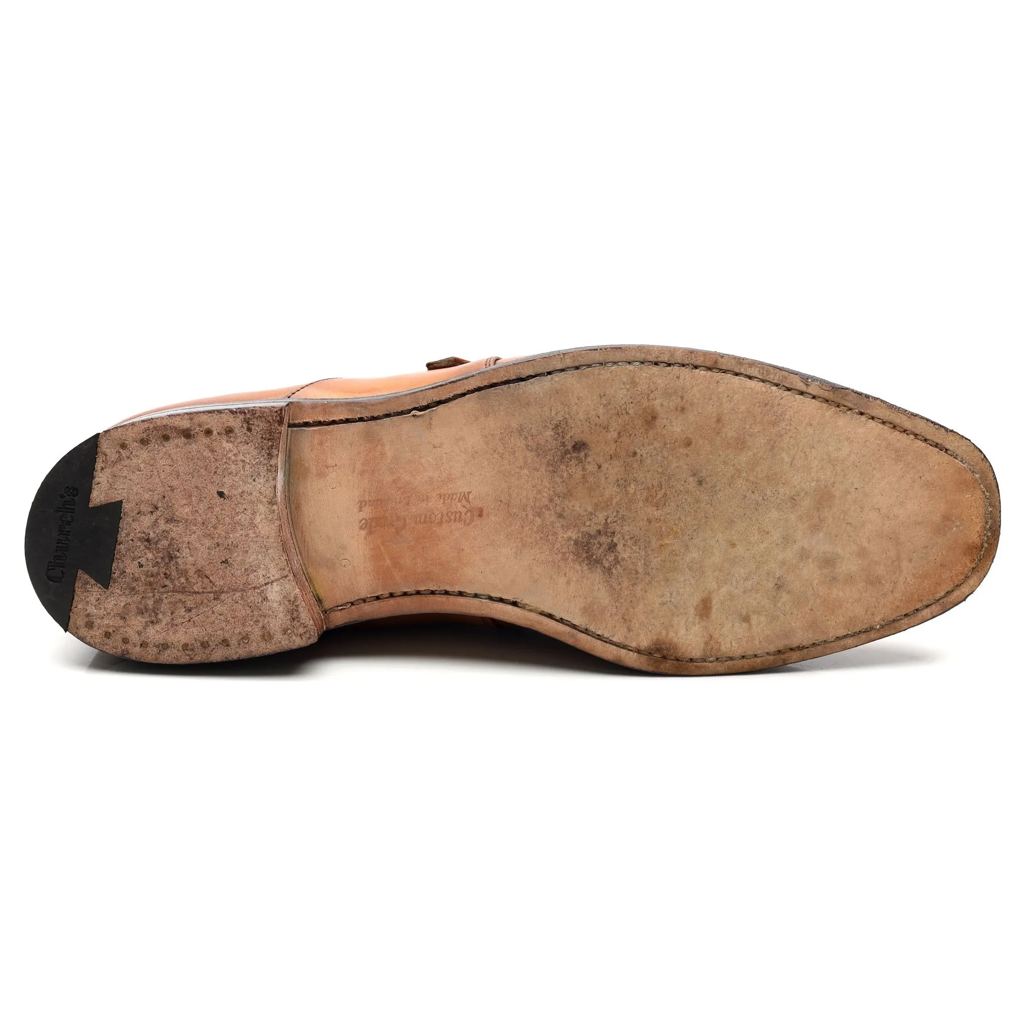 'Sydney' Tan Brown Leather Monk Strap UK 10.5 G
