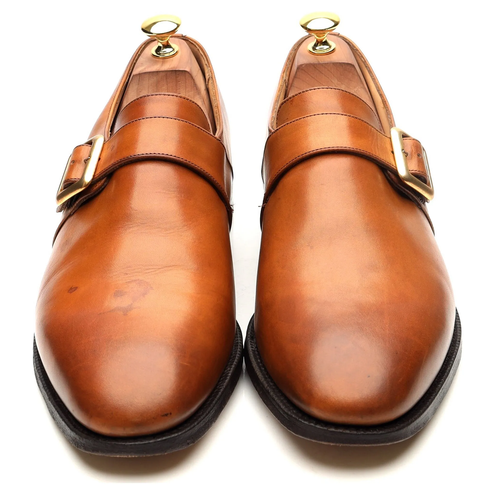 'Sydney' Tan Brown Leather Monk Strap UK 10.5 G