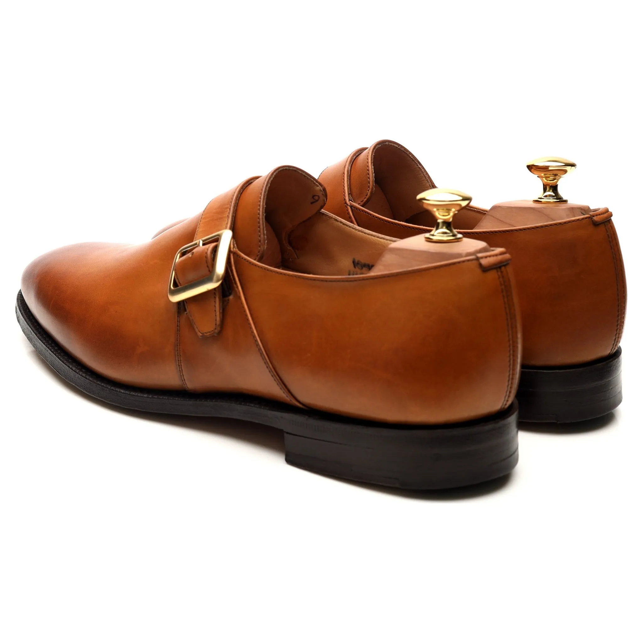 'Sydney' Tan Brown Leather Monk Strap UK 10.5 G