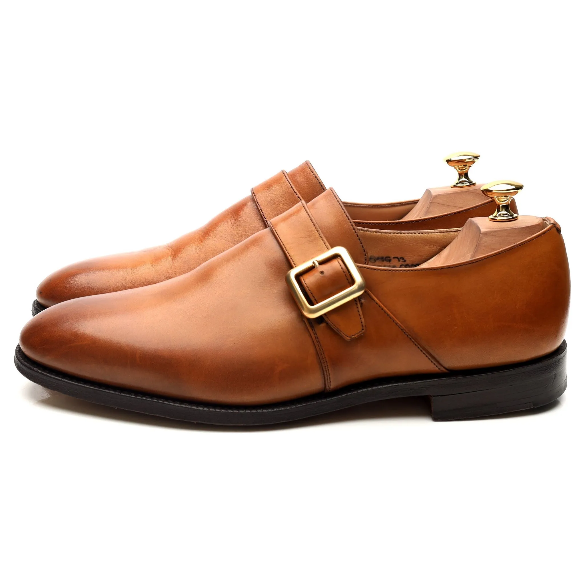 'Sydney' Tan Brown Leather Monk Strap UK 10.5 G