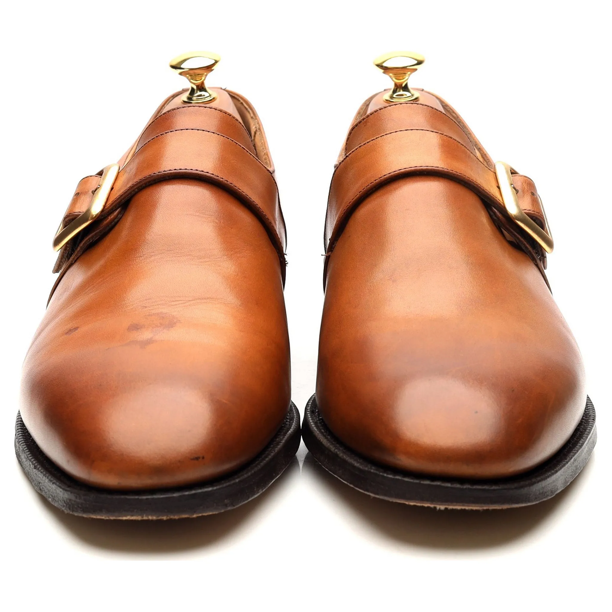 'Sydney' Tan Brown Leather Monk Strap UK 10.5 G