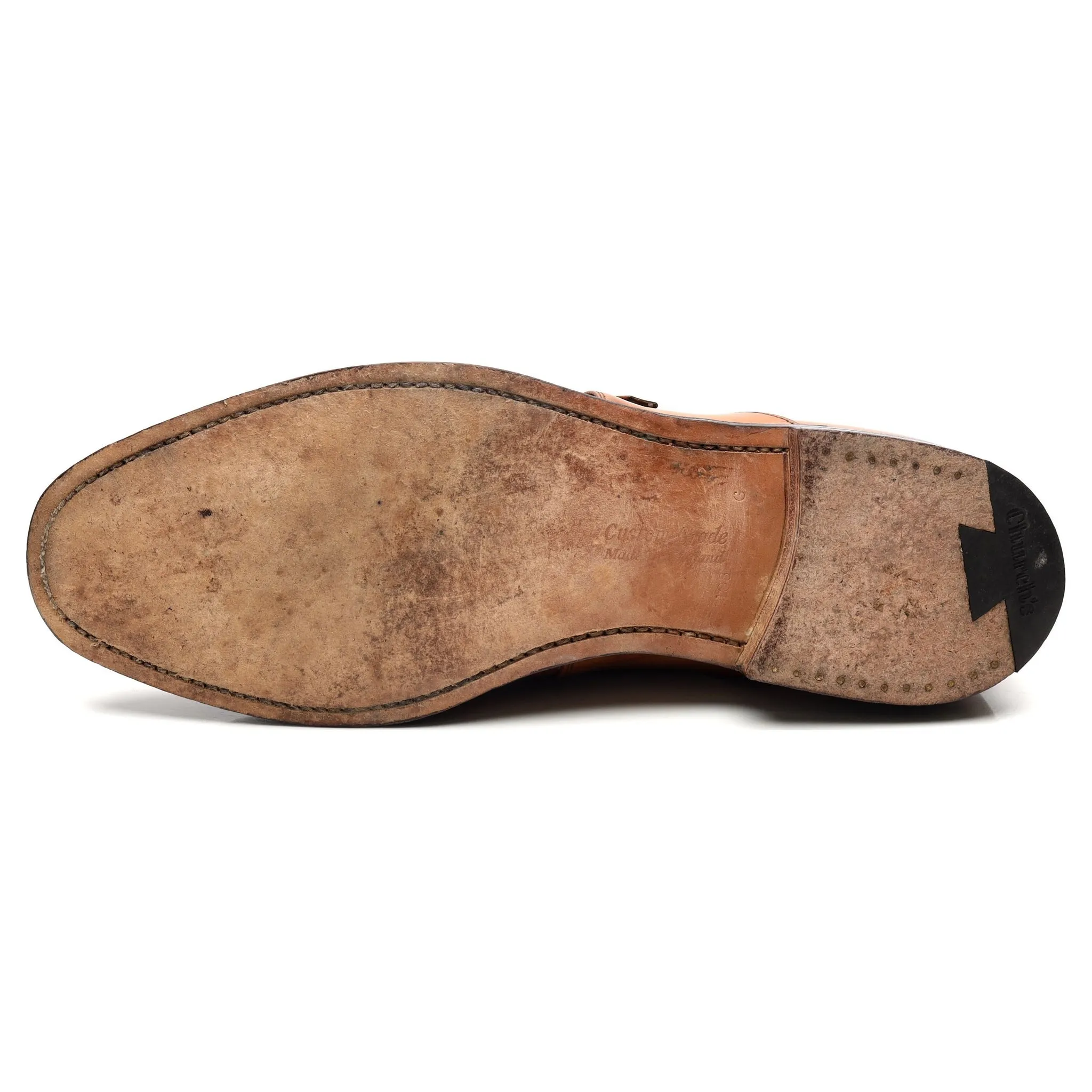 'Sydney' Tan Brown Leather Monk Strap UK 10.5 G