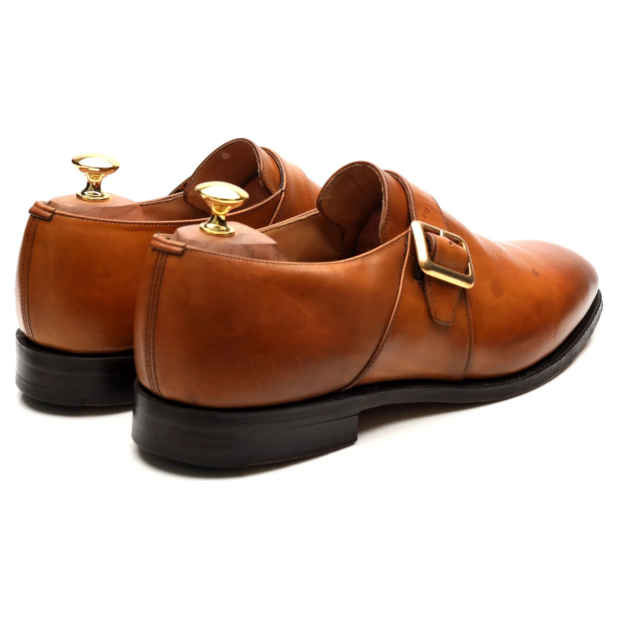 'Sydney' Tan Brown Leather Monk Strap UK 10.5 G