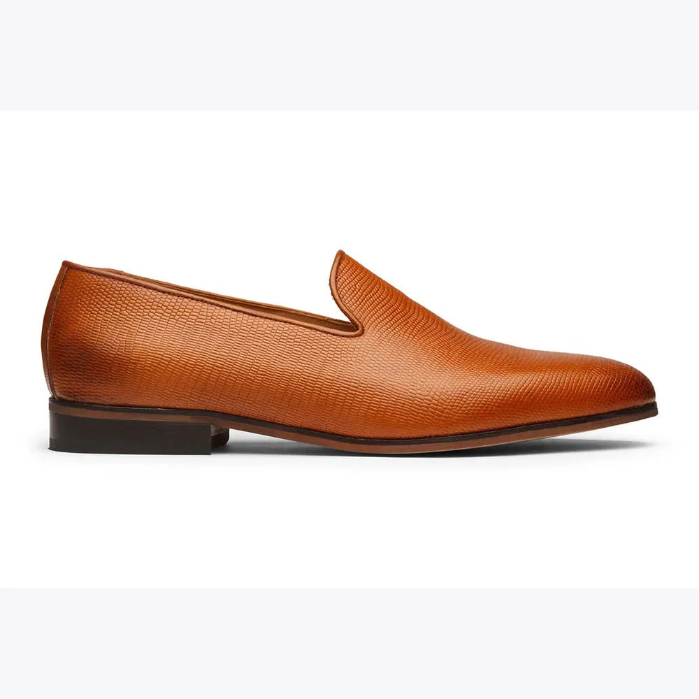 Tan Lizard Print Slipons