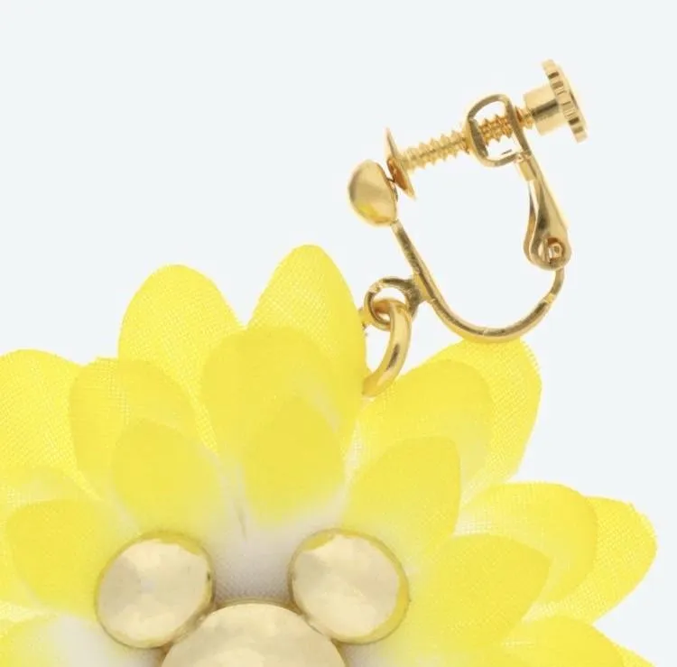 TDR - Earrings x Big Flowers - Mickey Mouse (Yellow)