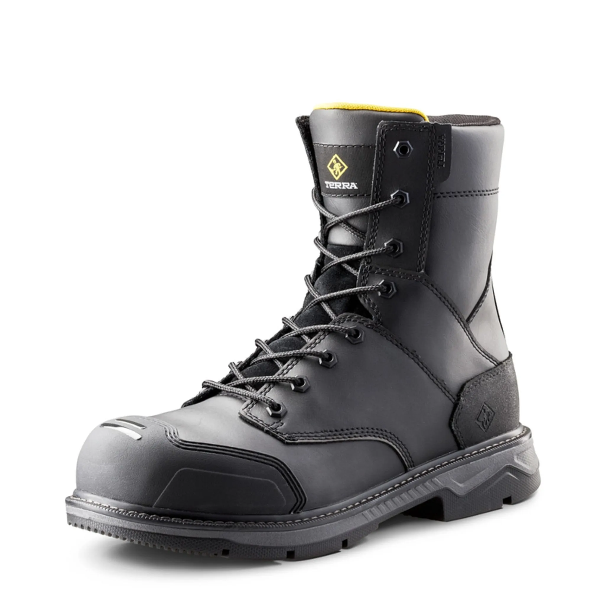 Terra Men's Safety Work Boots Patton 8" Leather Waterproof with Composite Toe and Plate | Sizes 3-15