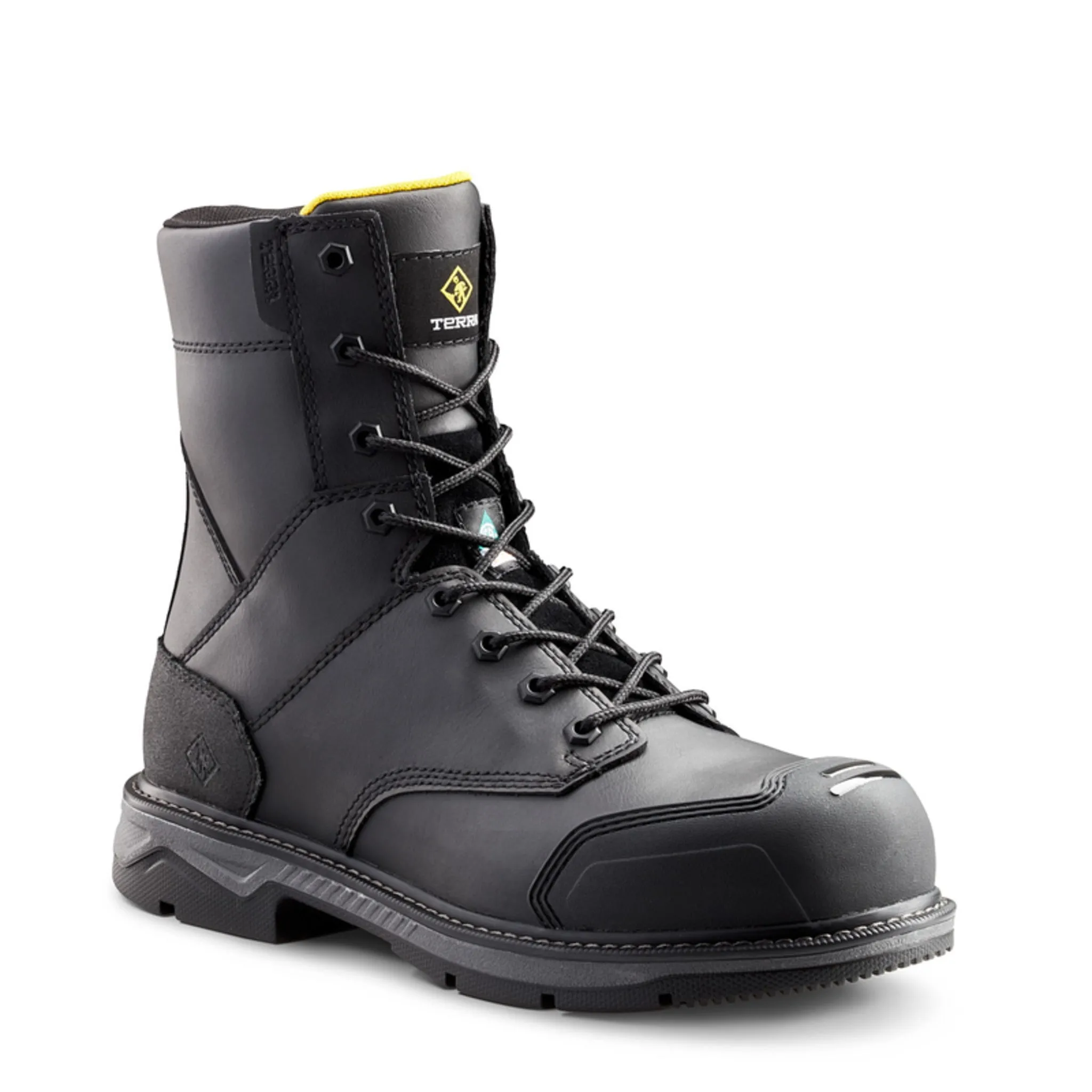 Terra Men's Safety Work Boots Patton 8" Leather Waterproof with Composite Toe and Plate | Sizes 3-15