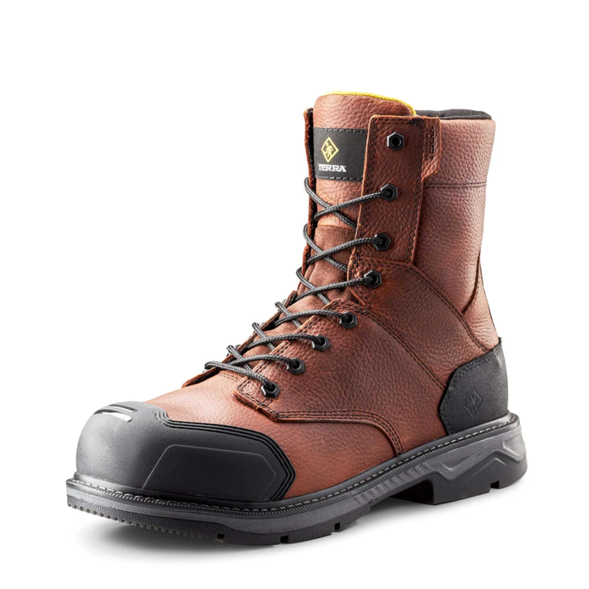Terra Men's Safety Work Boots Patton 8" Leather Waterproof with Composite Toe and Plate | Sizes 3-15