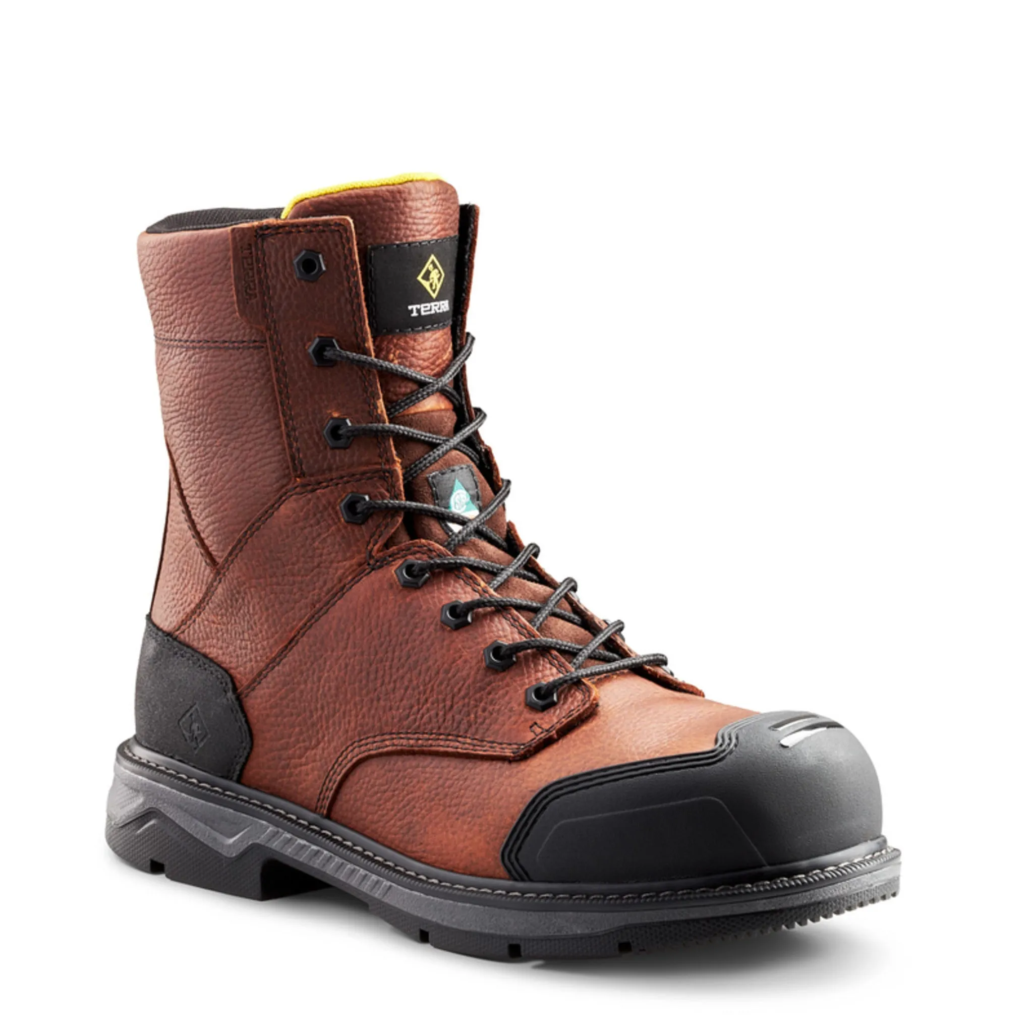 Terra Men's Safety Work Boots Patton 8" Leather Waterproof with Composite Toe and Plate | Sizes 3-15