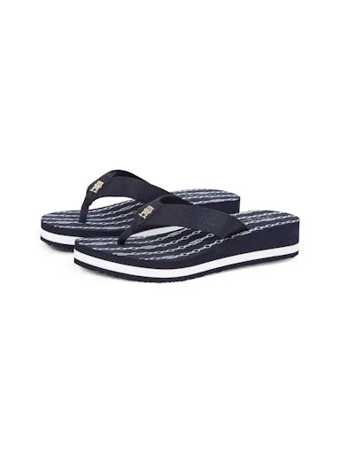 TH Monogram Wedge Flip-Flops
