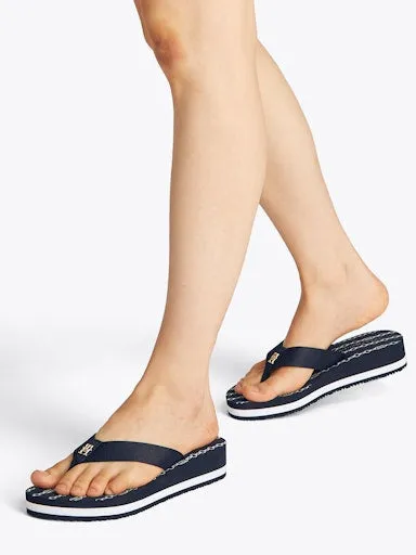 TH Monogram Wedge Flip-Flops