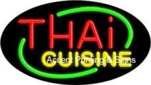 Thai Cuisine Flashing Handcrafted Real GlassTube Neon Sign
