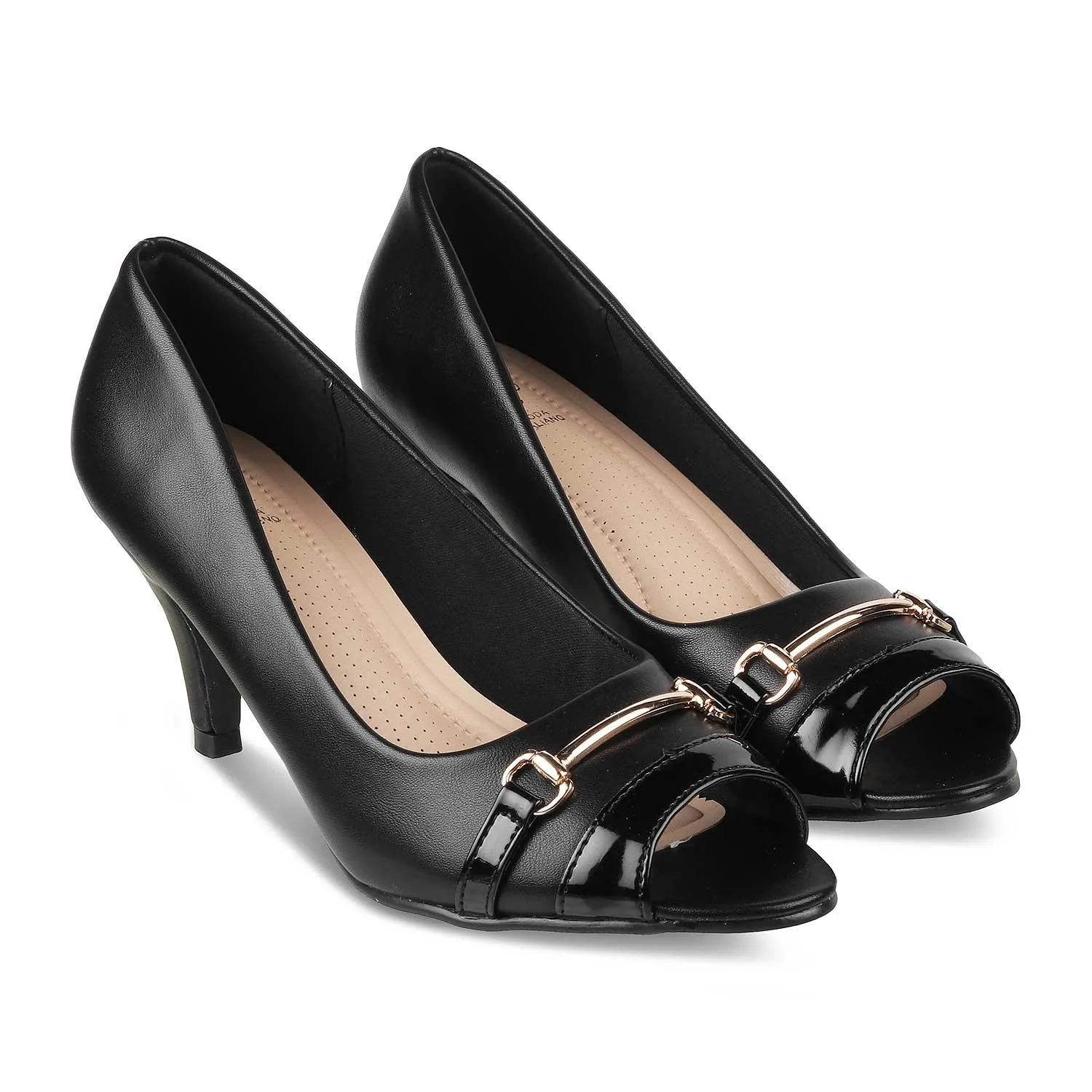 The Monza Black Women's Dress Peep Toe Sandals Tresmode