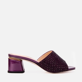 The Ailano Purple Glitter Leather Women Sandal Adjustable Straps