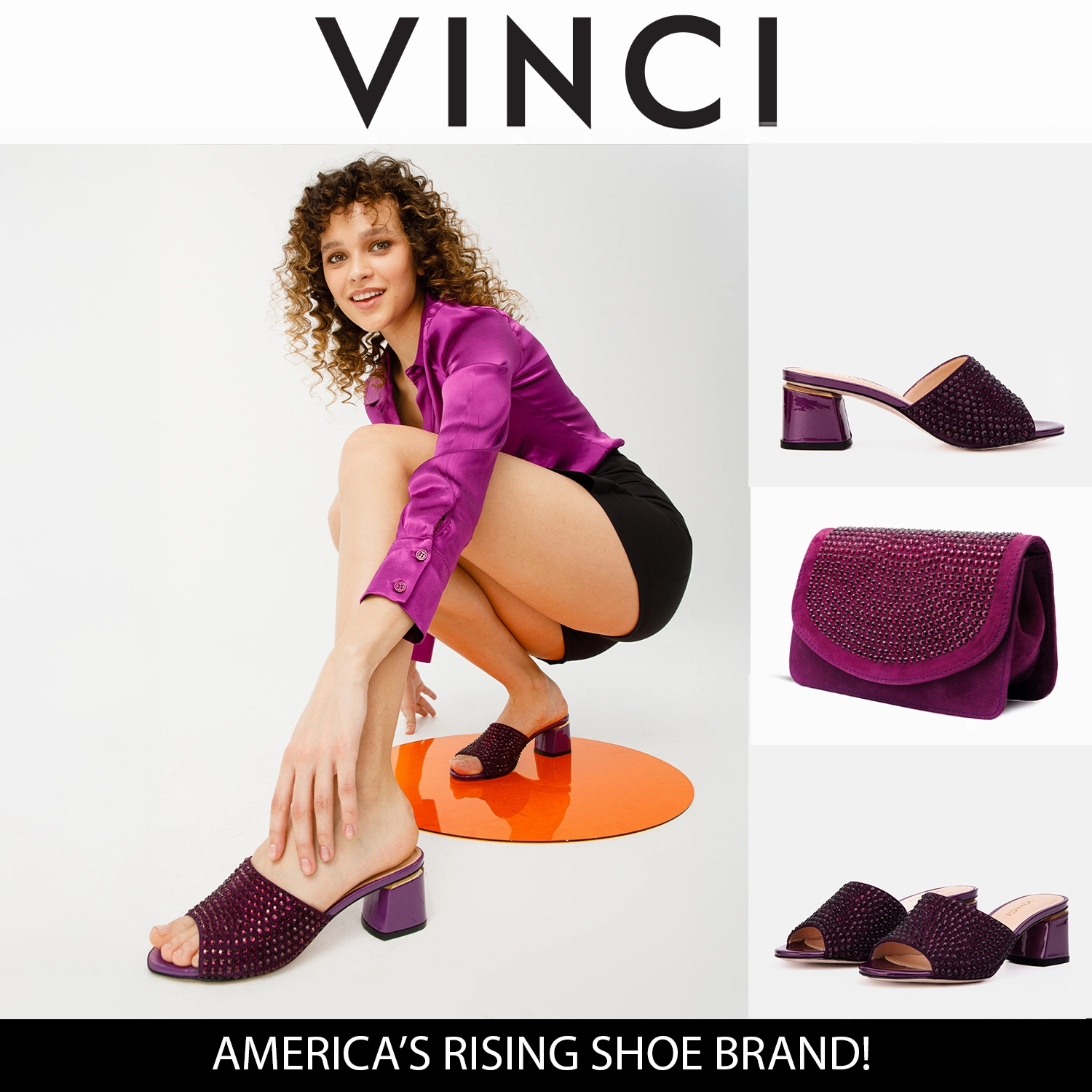 The Ailano Purple Glitter Leather Women Sandal Beaded Soft Tech Foam