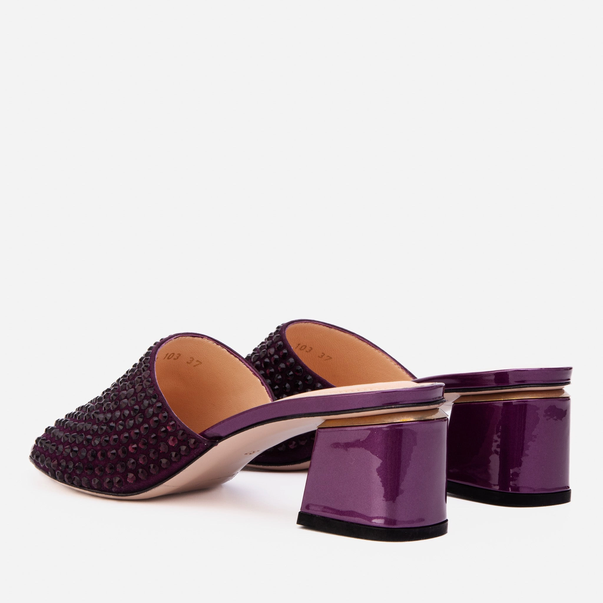 Slip On Style The Ailano Purple Glitter Leather Women Sandal