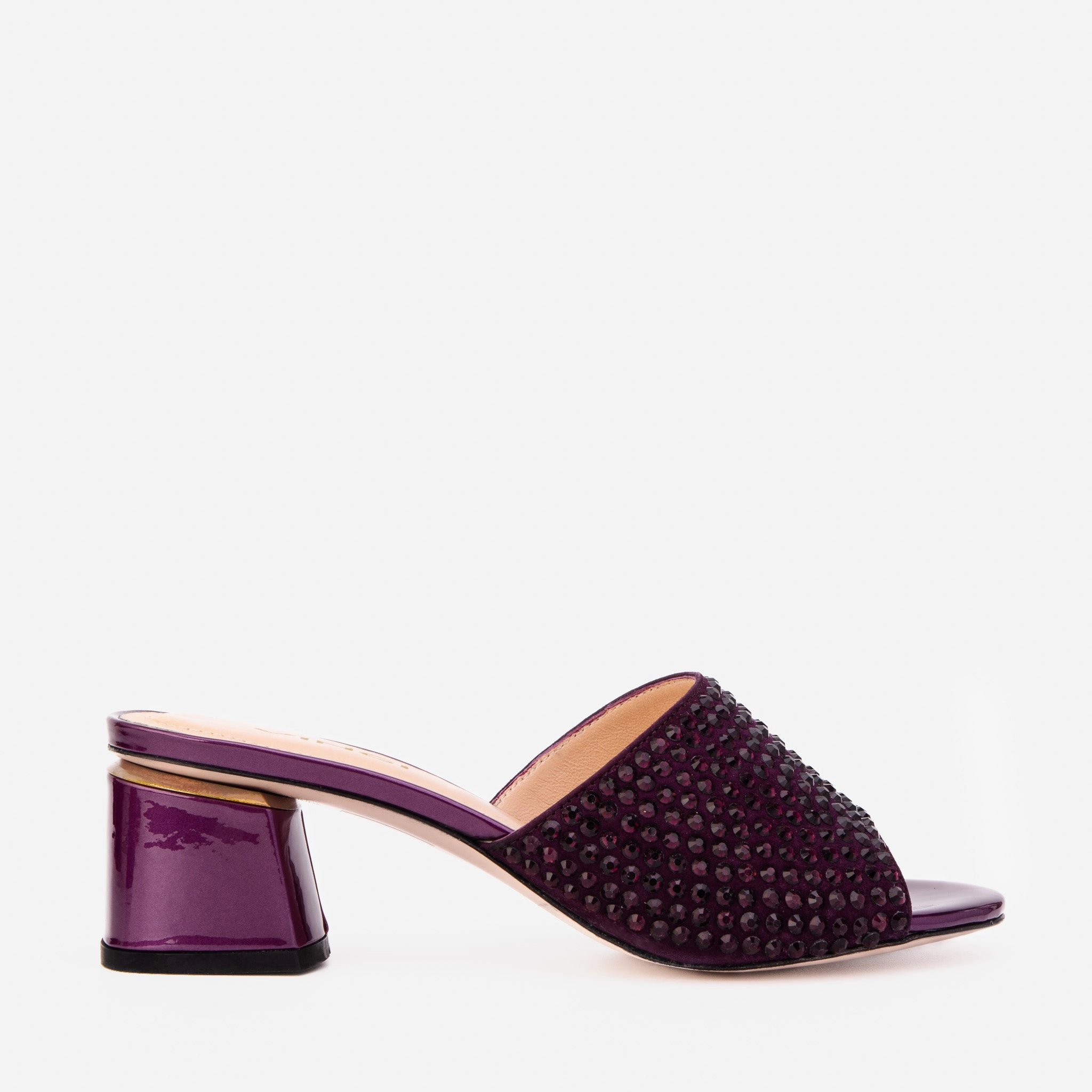 The Ailano Purple Glitter Leather Women Sandal Adjustable Straps