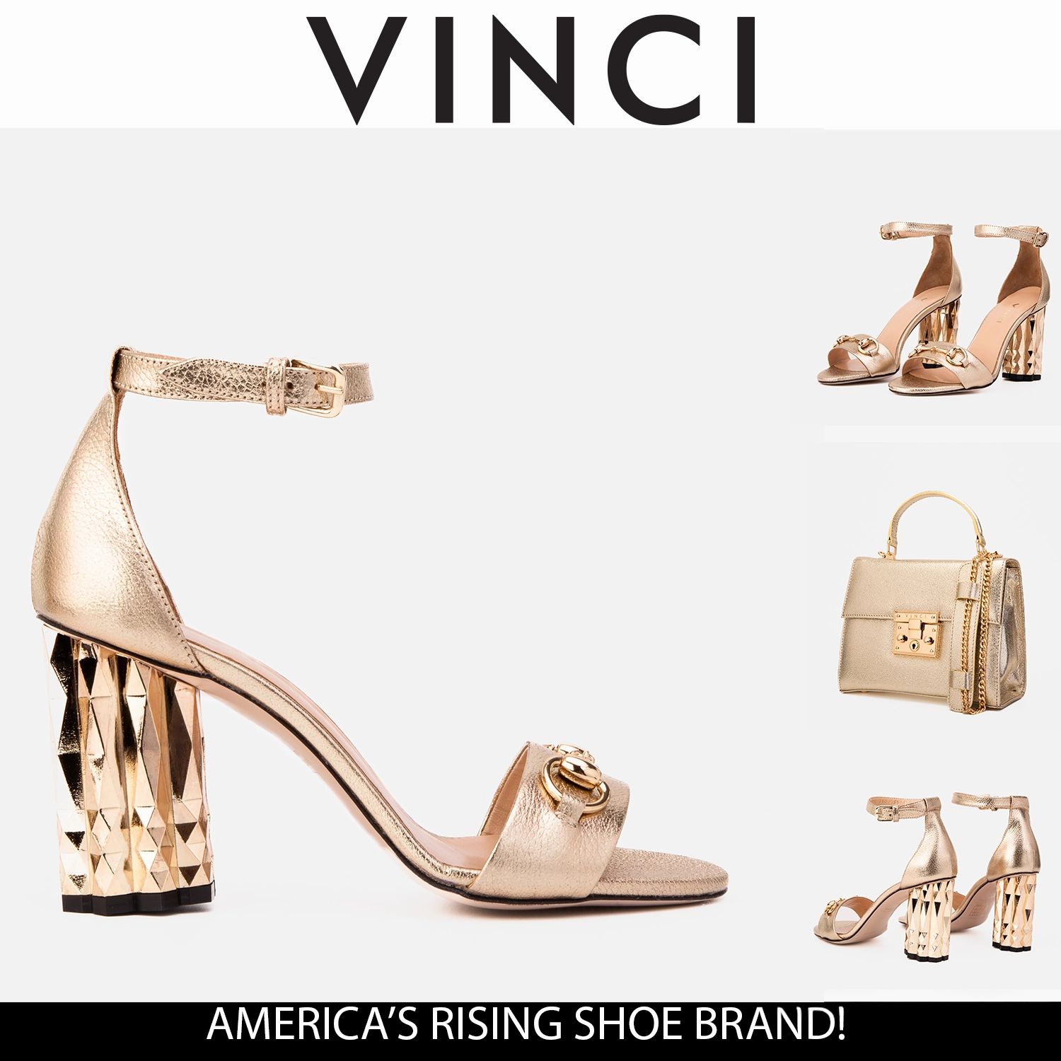Soft Insole Weather Resistant Finish The Avlonya Block Heel Gold Leather Ankle Strap Women Sandal