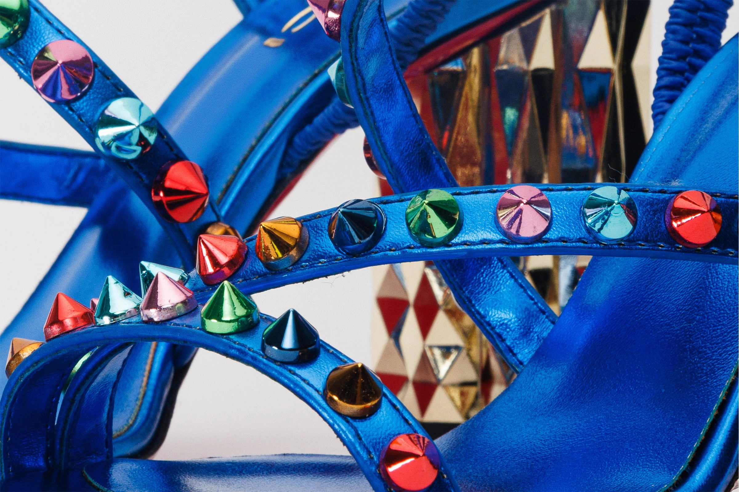 Neoprene Strap Tassel Fun The Caris Sax Blue Block Heel Spike Leather Women Sandal Final Sale!