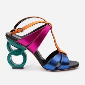 The Duffryn Multicolor T-Strap Leather Women Sandal High Rebound Foam Cushion