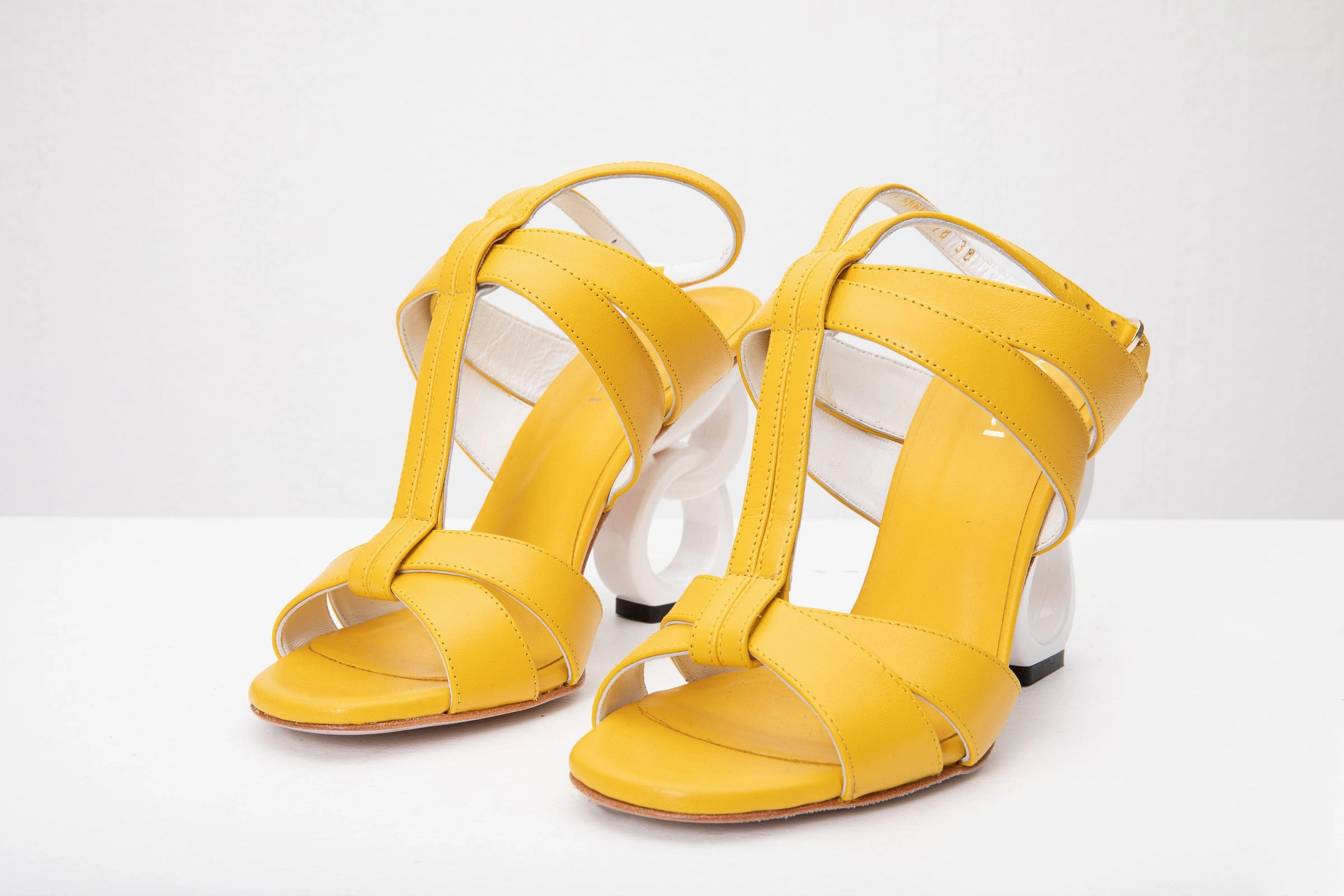 The Duffryn Yellow T-Strap Leather Women Sandal Sandal Straps Footbed Design