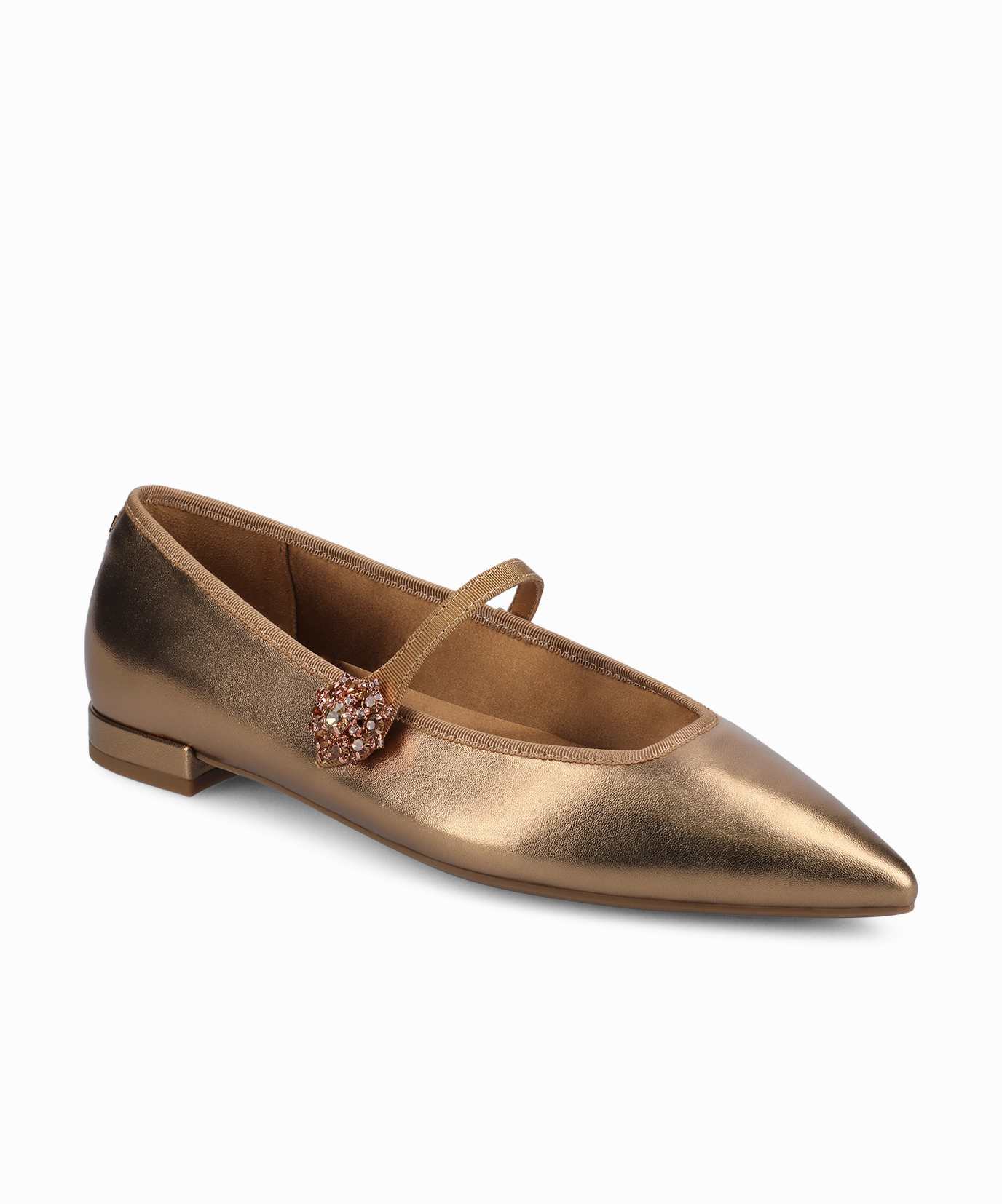 The Goldfinch 15 Mary Jane - Vintage Gold Metal Leather Memory Foam Insoles Open Glow
