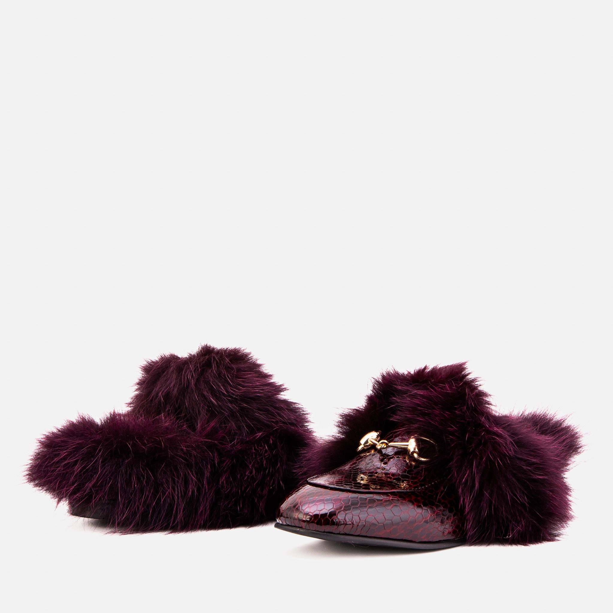 Life Step Play Day The Izmir Burgundy  Patent Leather Natural Fur Women Slipper