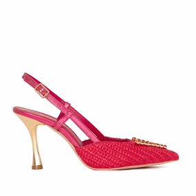 Foot Hug Beach Footwear The Luna Fuchsia Leather Slingback Women Sandal