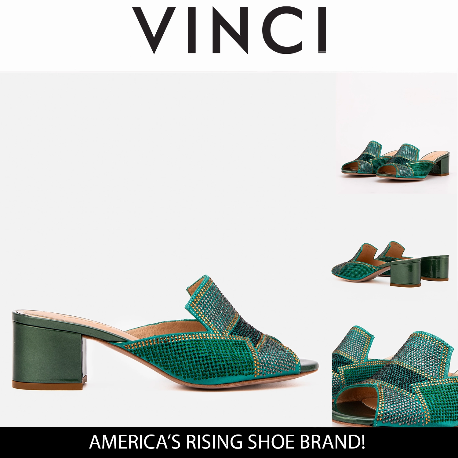The Magnolia Green Glitter Leather Women Sandal Soft Material