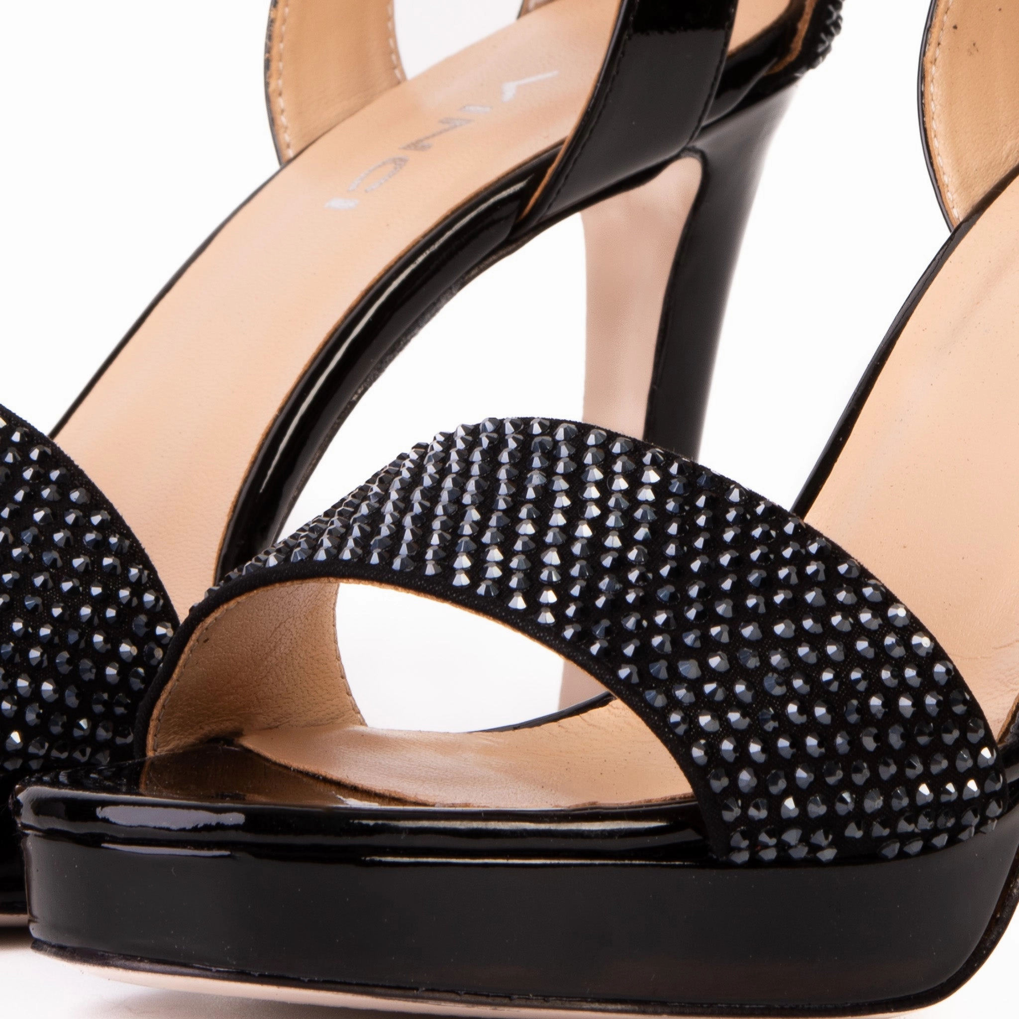 Wave Fun Open Steps The Mars Platform Heel Black Leather Women's Sandal