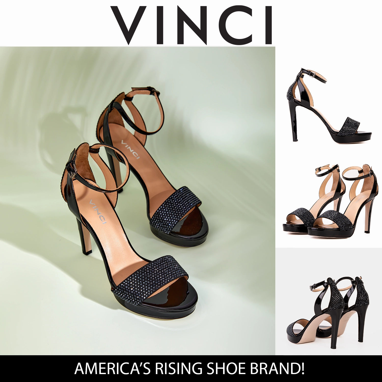 Wide fit Secure fastening The Mars Platform Heel Black Leather Women's Sandal