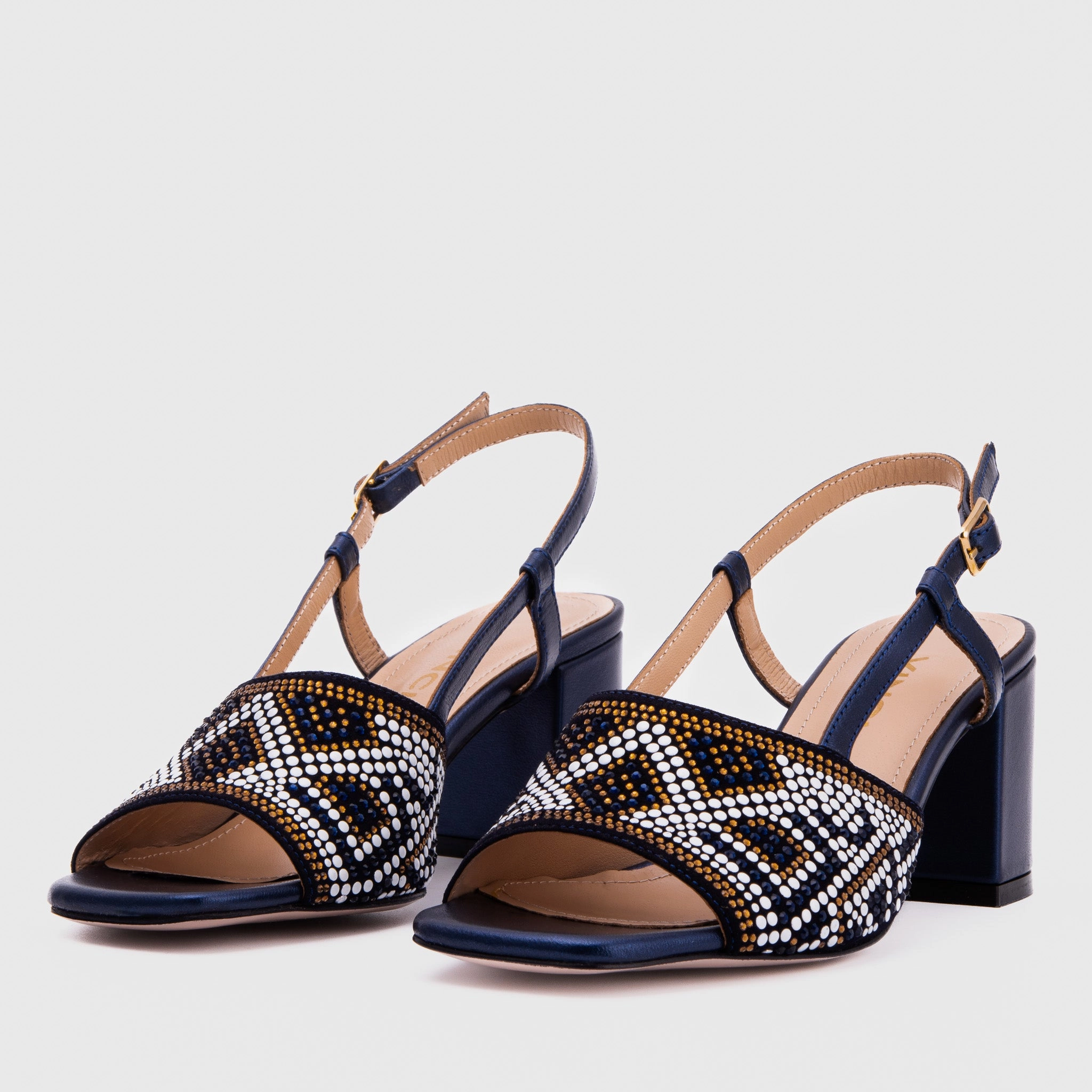 The Nampula Navy Blue Leather Women Slingback Shoe Multi Directional Flex Zones