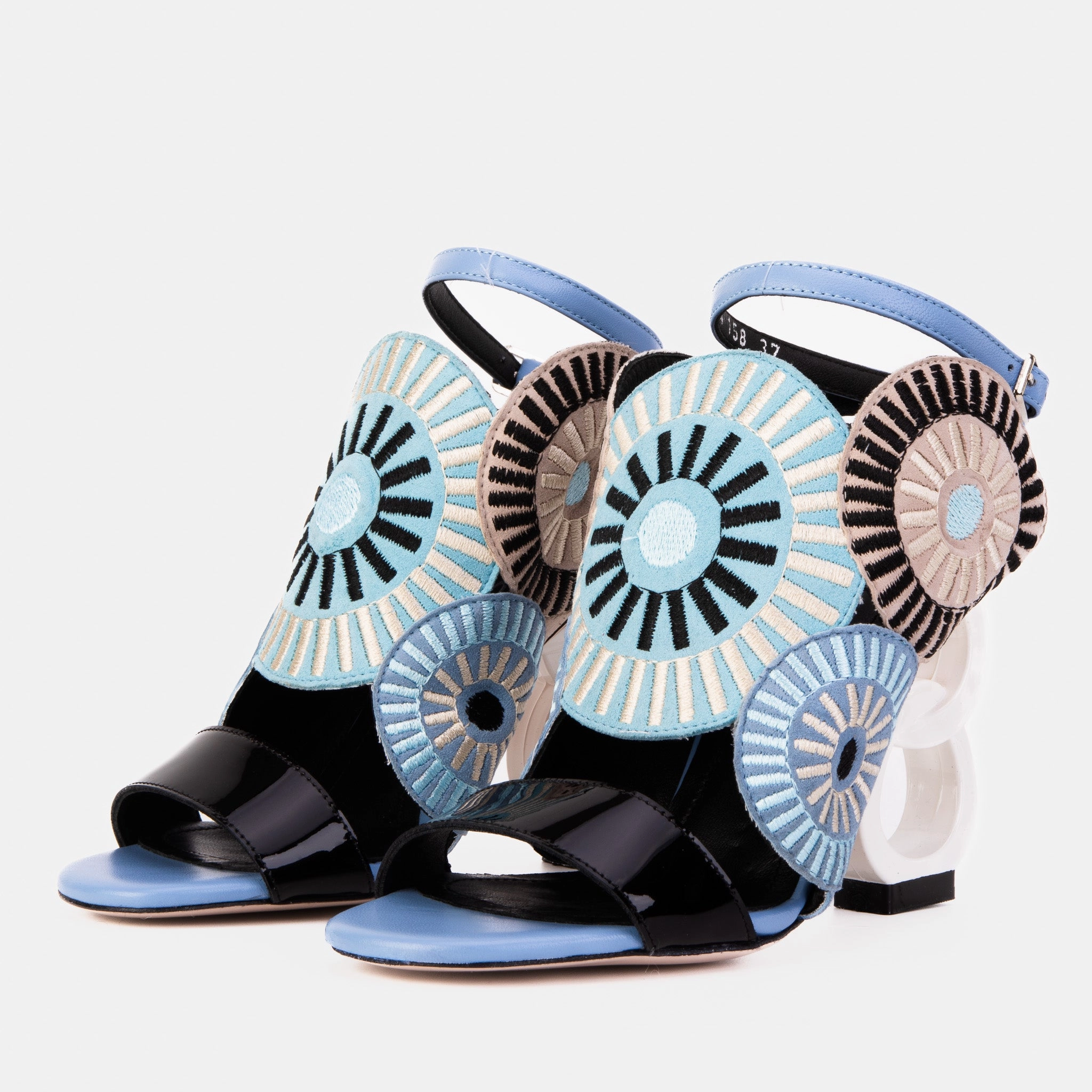 Contoured Heel morning run The Parama Blue Leather Ankle Strap Women Sandal