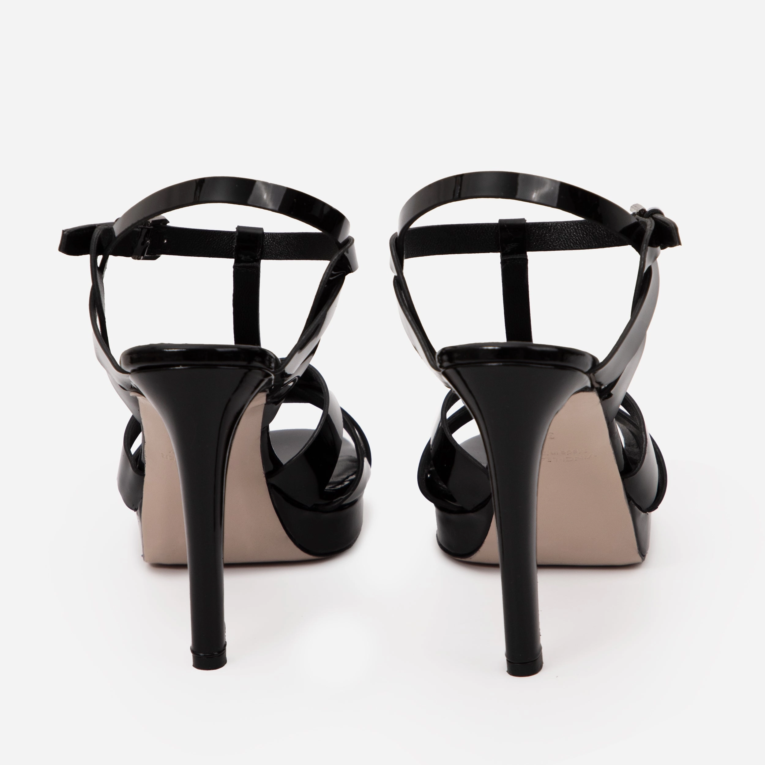 Recycled Fabric Webbing Comfortable Casual Shoes The Parisian Black Patent Leather T-Strap Platform Heel Women Sandal