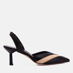 The Riviera Black & Raffia Slingback Women  Sandal Every Step Sunny Comfort