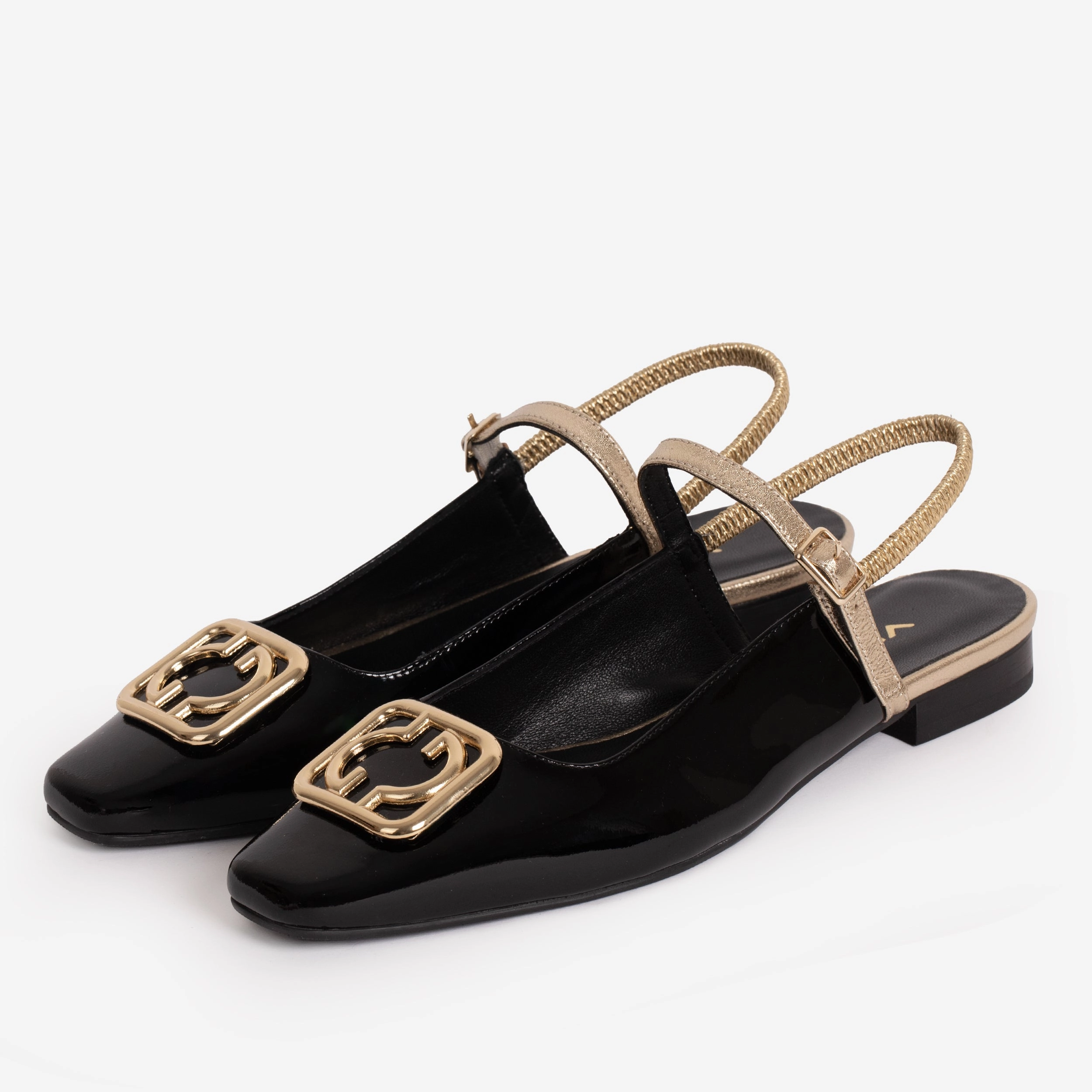 Fashion Footwear The Rosalinda Black Leather Women Flat Slingback Shoe