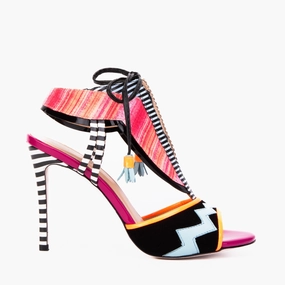 Street Casual The Santa Amaro Multicolor T-Strap Lace-Up Leather Women Sandal