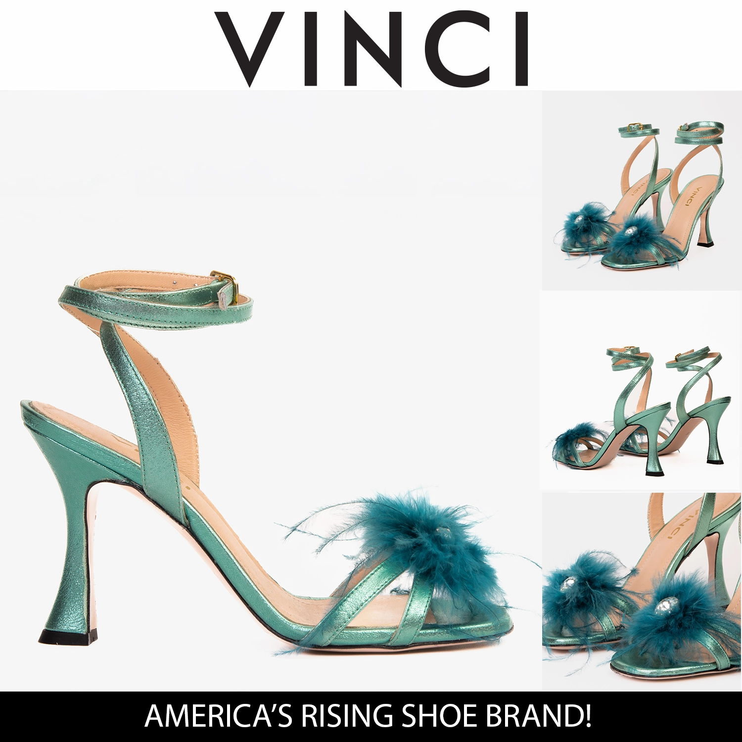 Fashionable Outdoor Footwear Cushioning Midsole The Siena Turquoise Leather Ankle Strap Plumed Women Sandal Final Sale!