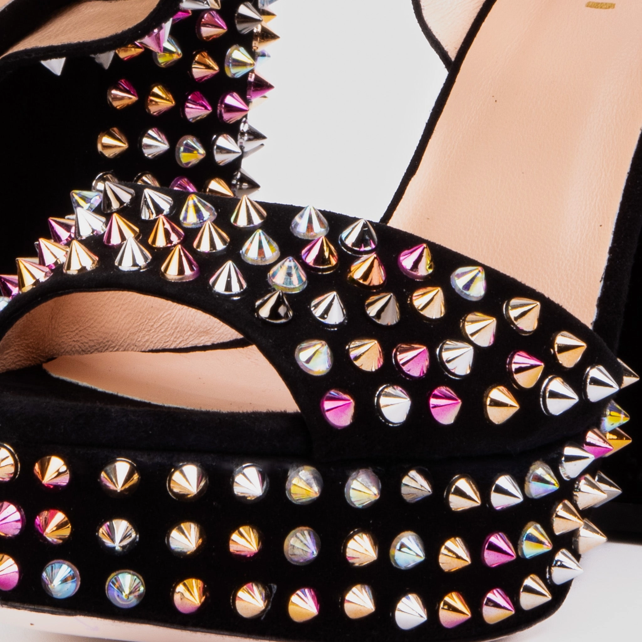 Thermoplastic Durable Frame synthetic material The Tampico Black Suede Leather Spike Platform Heel Women Sandal