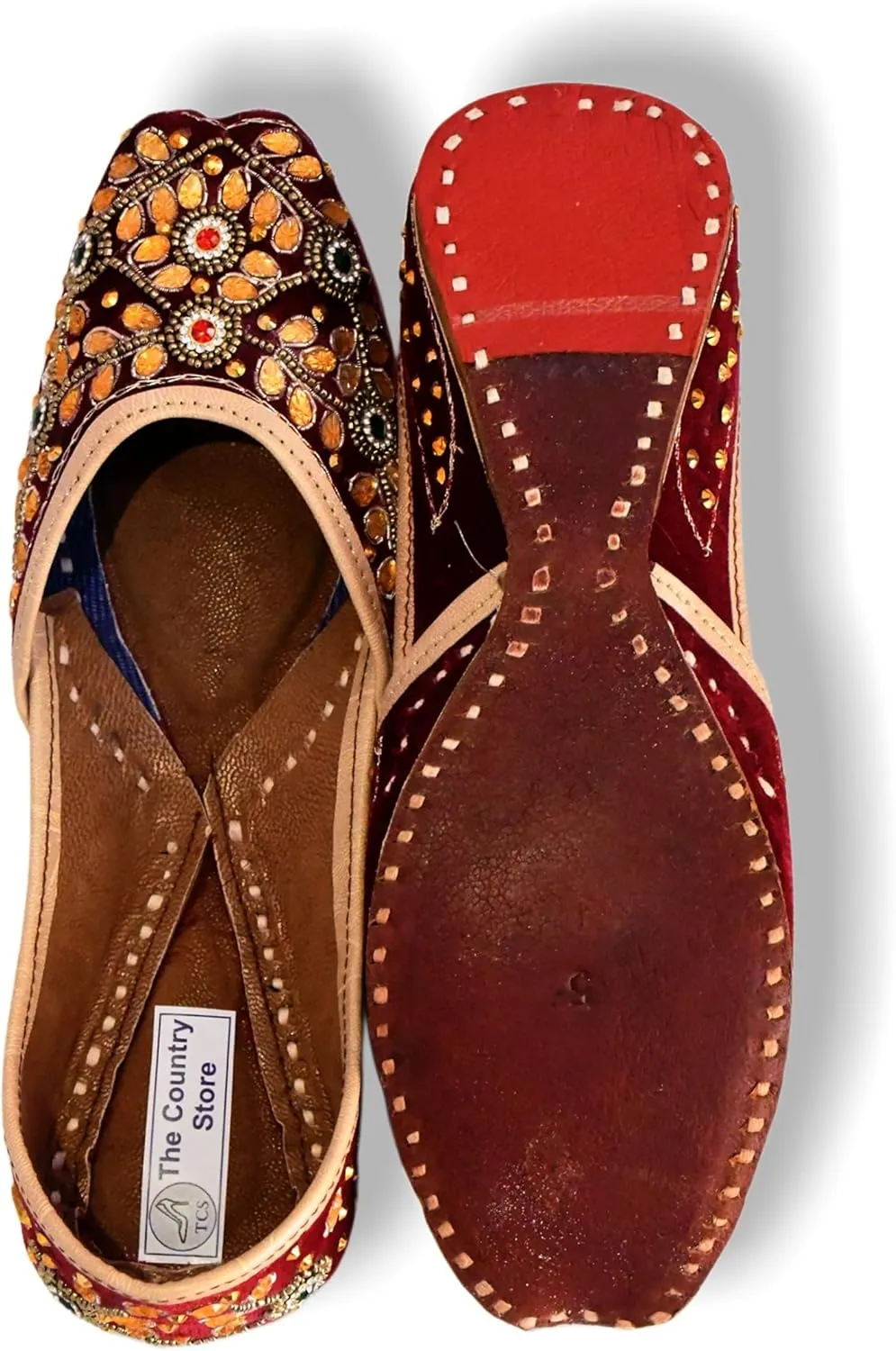 The_Country_Store_ETHNIC WEAR_|| Embroidered Handmade || Jutti for Women and girls with Soft Leather.