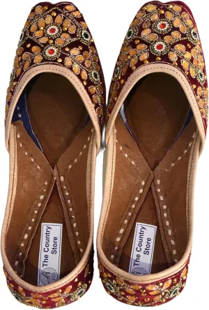 The_Country_Store_ETHNIC WEAR_|| Embroidered Handmade || Jutti for Women and girls with Soft Leather.