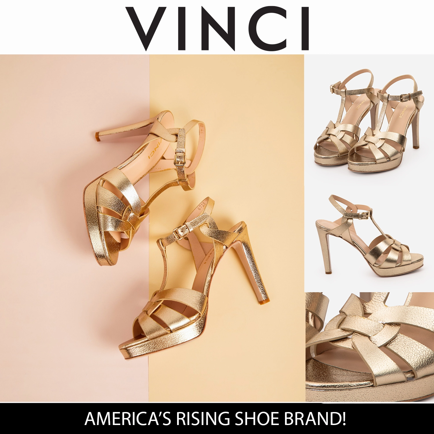 Classic Sandals Non Toxic Construction The Parisian Gold Leather T-Strap Platform Heel Women Sandal