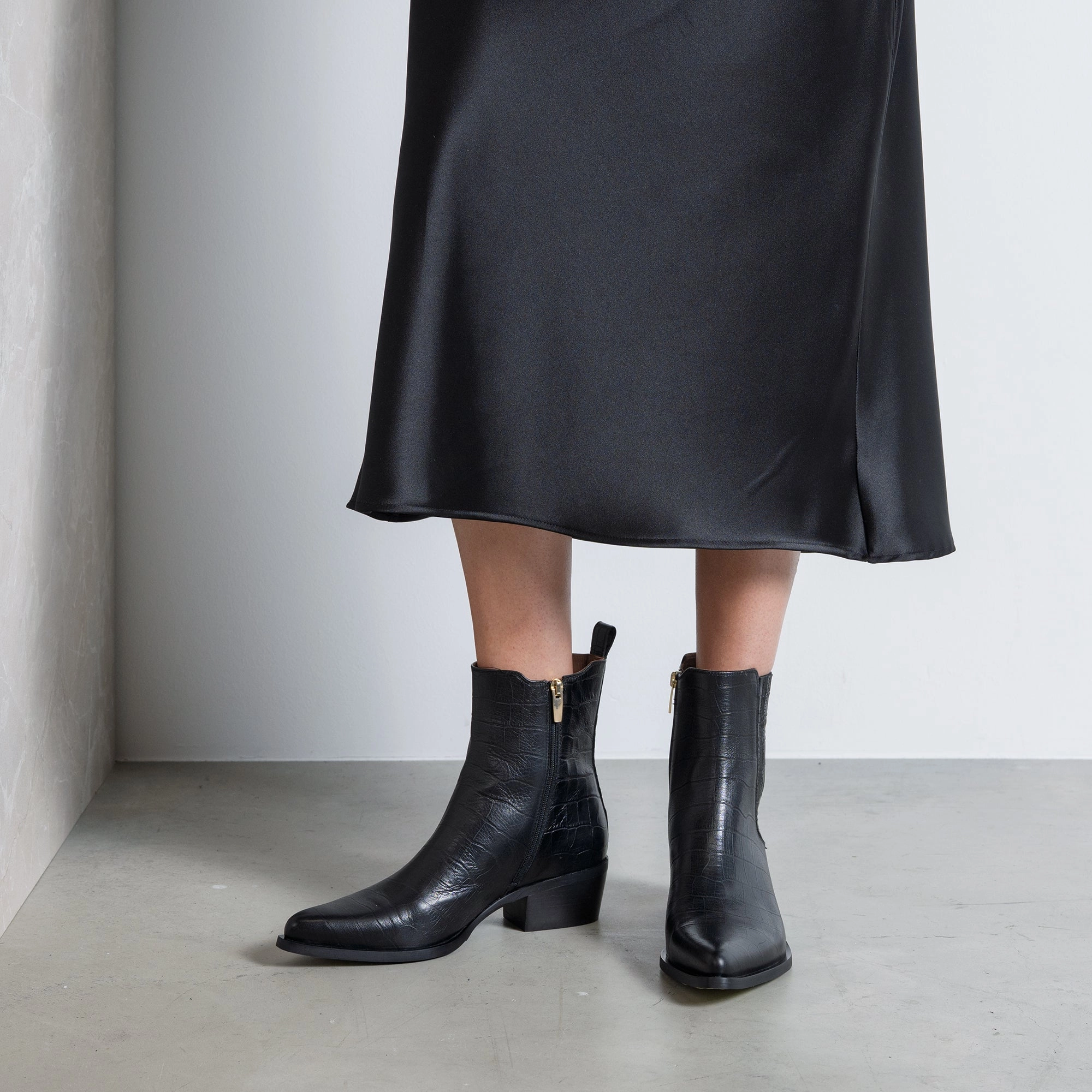 Vend?me Amandine croco black calfskin leather boots Energy Return System Special