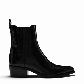 Vend?me Amandine croco black calfskin leather boots Statement flair