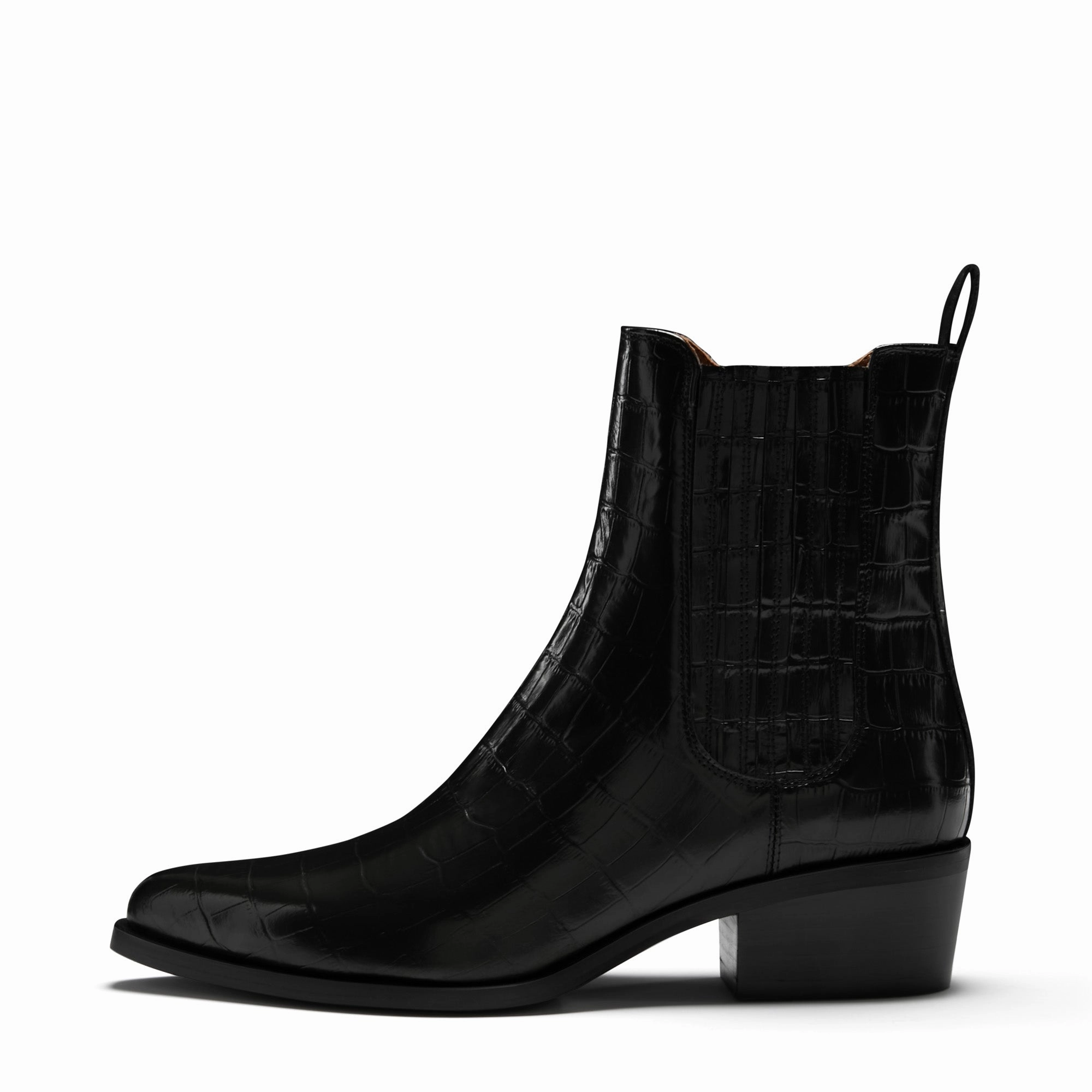 Vend?me Amandine croco black calfskin leather boots Great