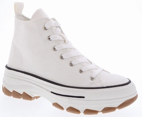 Canvas Lace Up Sporty Sneaker (WHITE) Abrasion Resistant Toe Cap