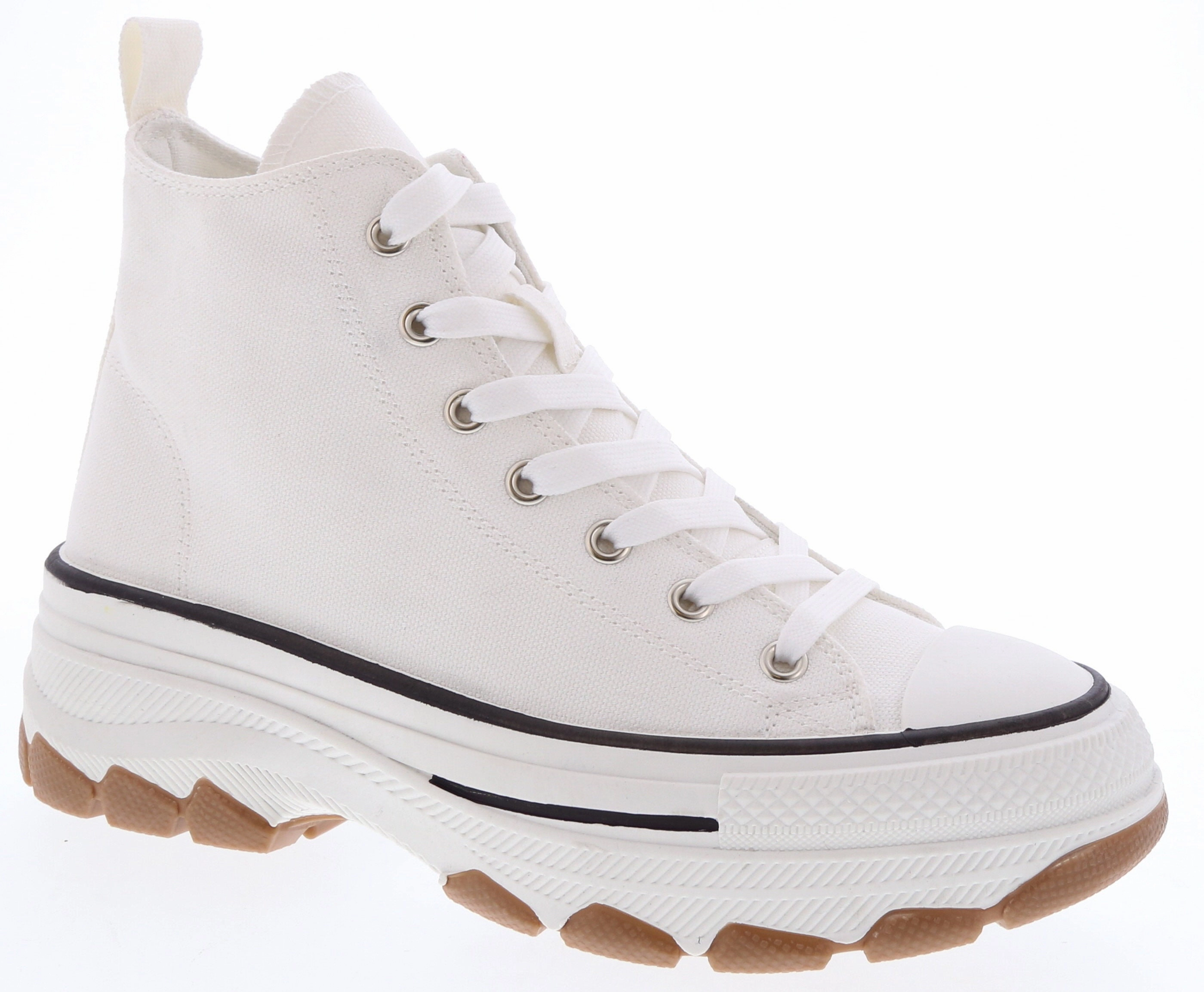 geometric Quick design Canvas Lace Up Sporty Sneaker (WHITE)