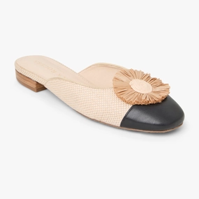 View Glow Tinsley Leather & Raffia Cap Toe Flat Mule