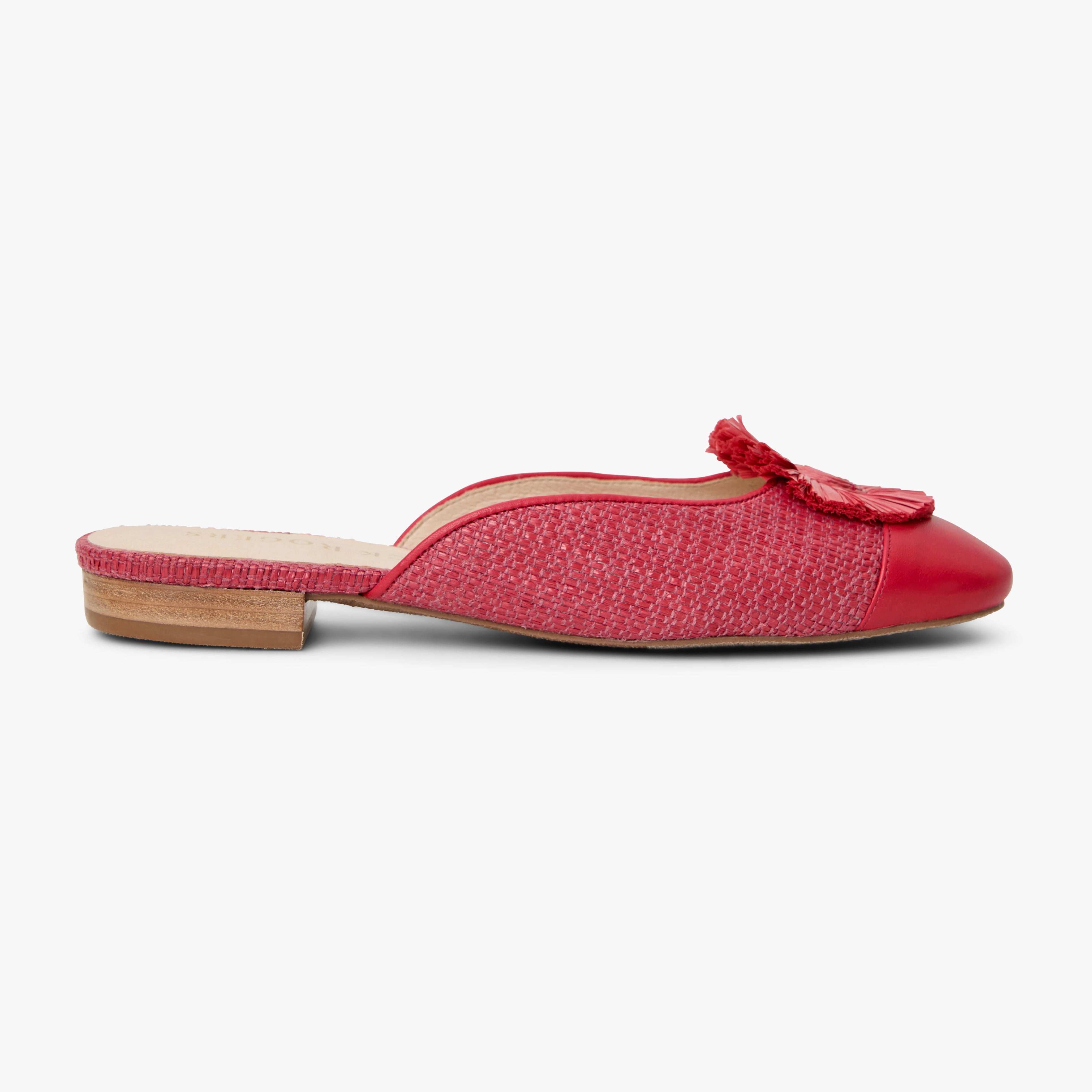 Rain Drop Seamless Comfort Tinsley Leather & Raffia Cap Toe Flat Mule