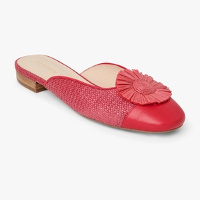 Tinsley Leather & Raffia Cap Toe Flat Mule Coral Hue Sky Walk